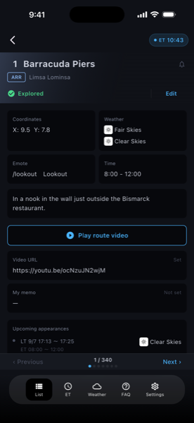 Spot detail screen