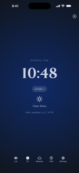 Eorzean Time screen
