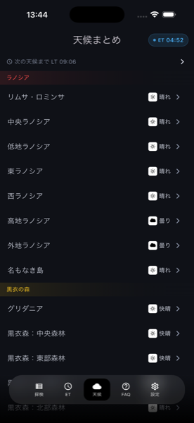 天候まとめ画面